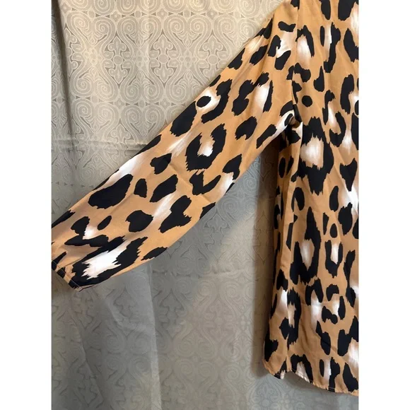 Peach Love California Tan Leopard Print Blouse - Picture 4 of 5